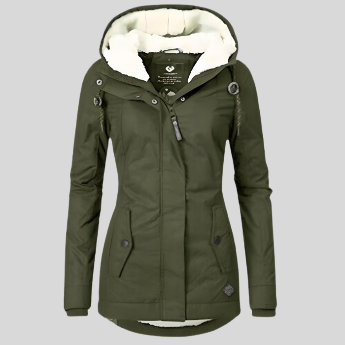 Manteau Long Femme Imperméable à Capuche - Doublure Chaude Hiver