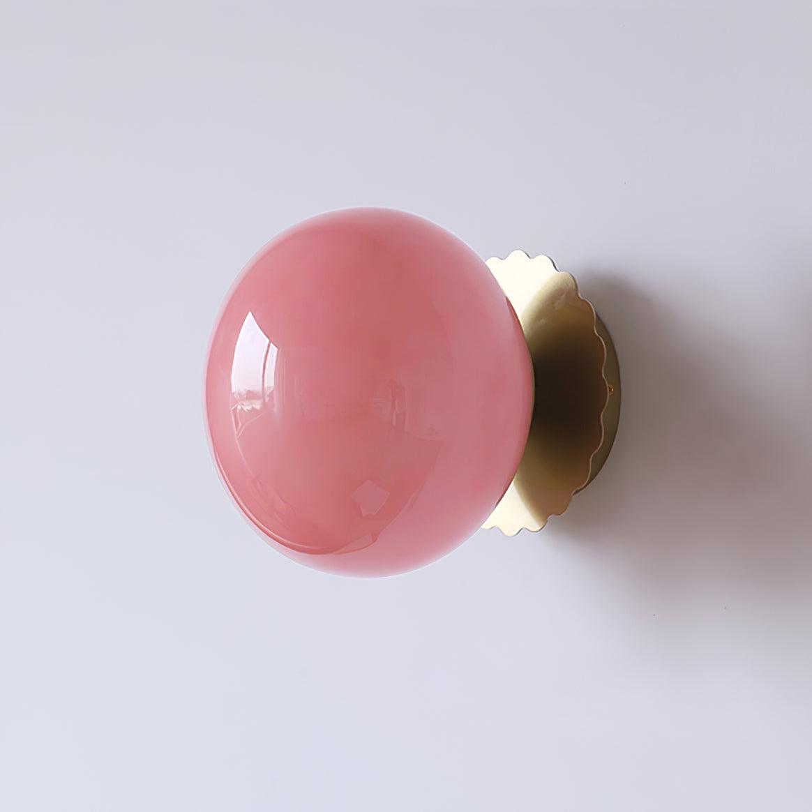 Applique Murale en Verre Rose – Finition Métal Doré ou Chromé