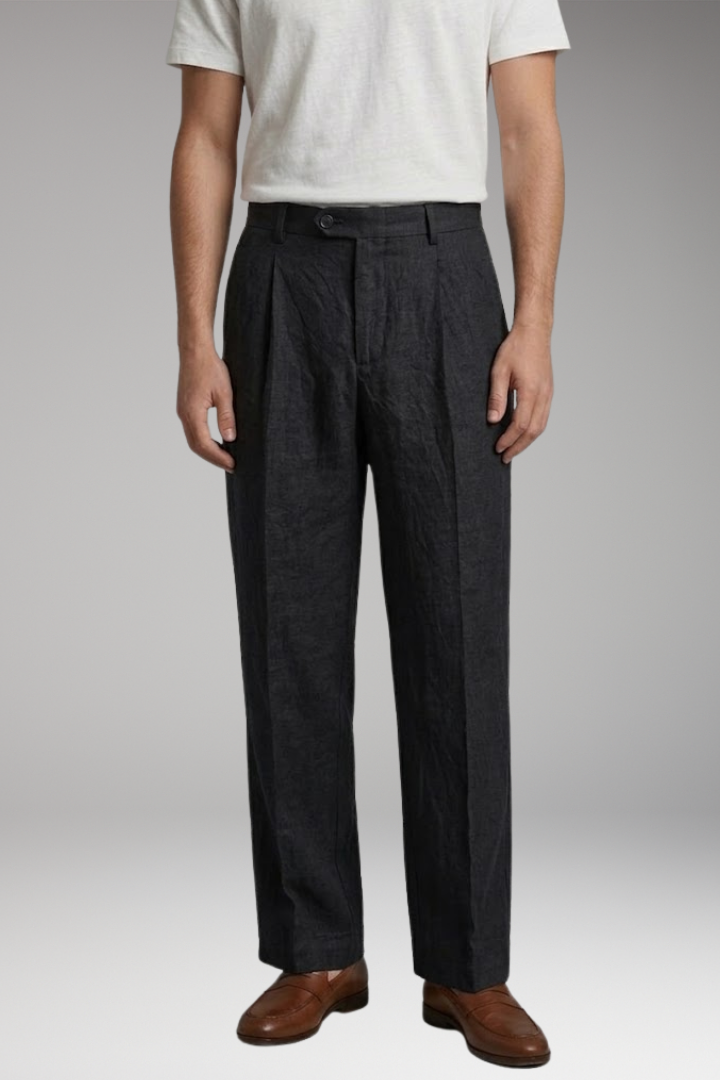 Pantalon Homme Large en Lin, Coupe Ample et Respirante
