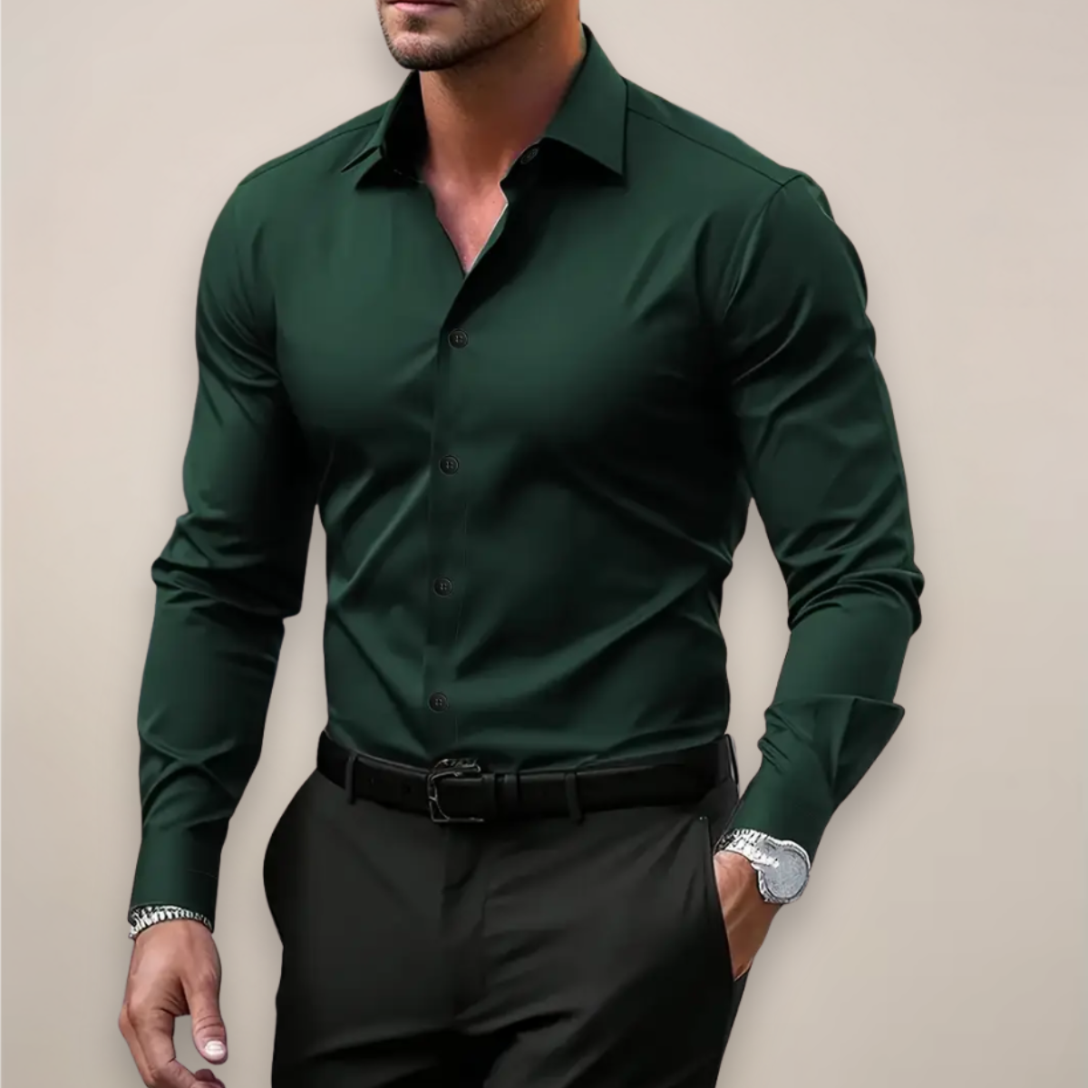 Chemise Homme Slim Fit à Boutons – Coupe Ajustée Travail et Quotidien