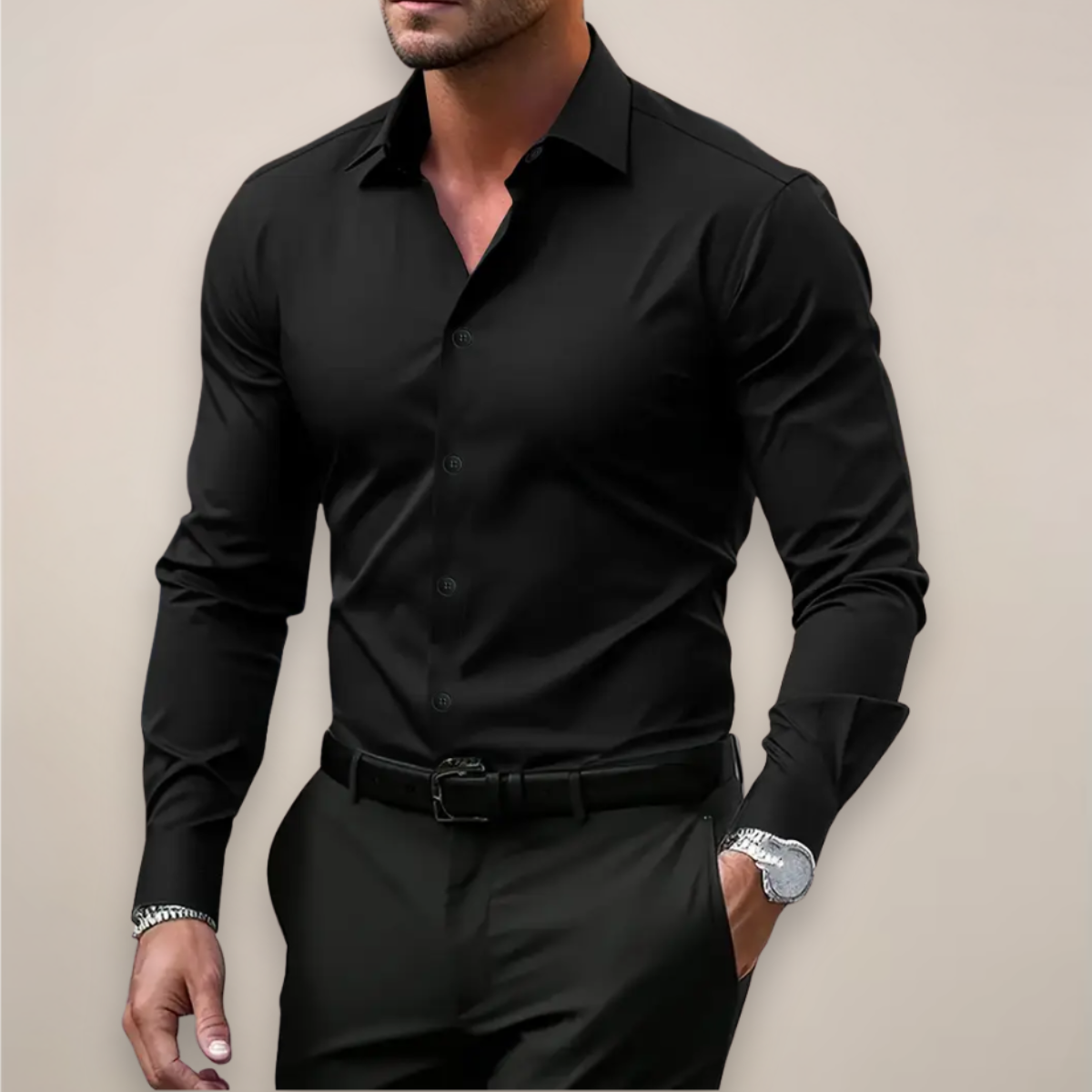 Chemise Homme Slim Fit à Boutons – Coupe Ajustée Travail et Quotidien