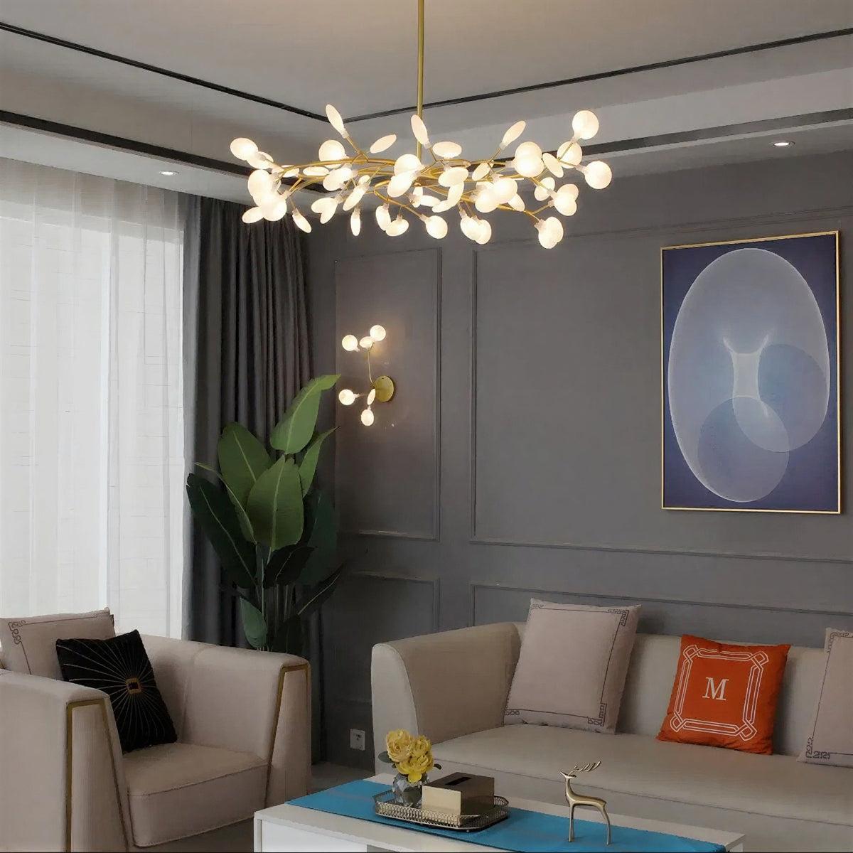 Lustre Plafonnier Multi-Têtes Style Luciole en Métal et Acrylique
