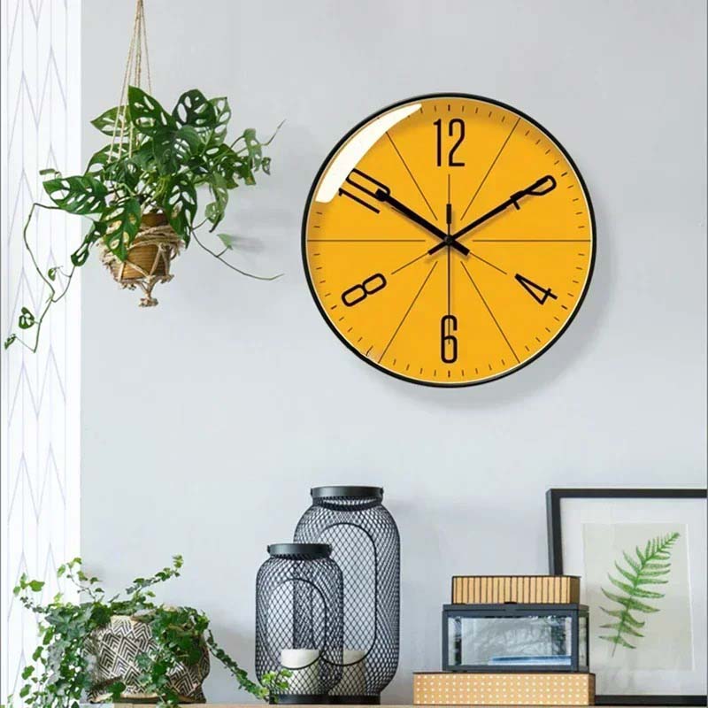Wall Clock – Black and Orange, Minimalist Design for the Living Room or Office