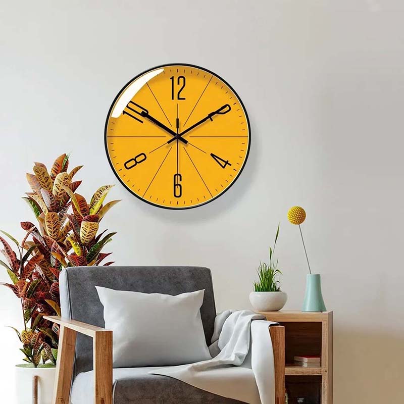 Wall Clock – Black and Orange, Minimalist Design for the Living Room or Office