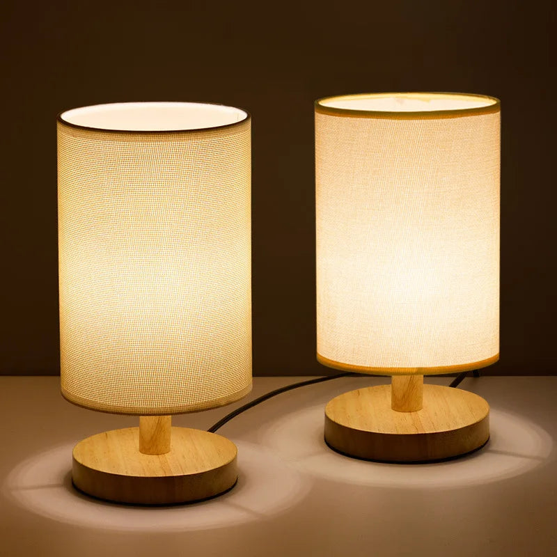 Lampe de Table en Bois et Lin avec Télécommande