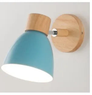Applique Murale Orientable Noire en Métal et Bois, Douille E27