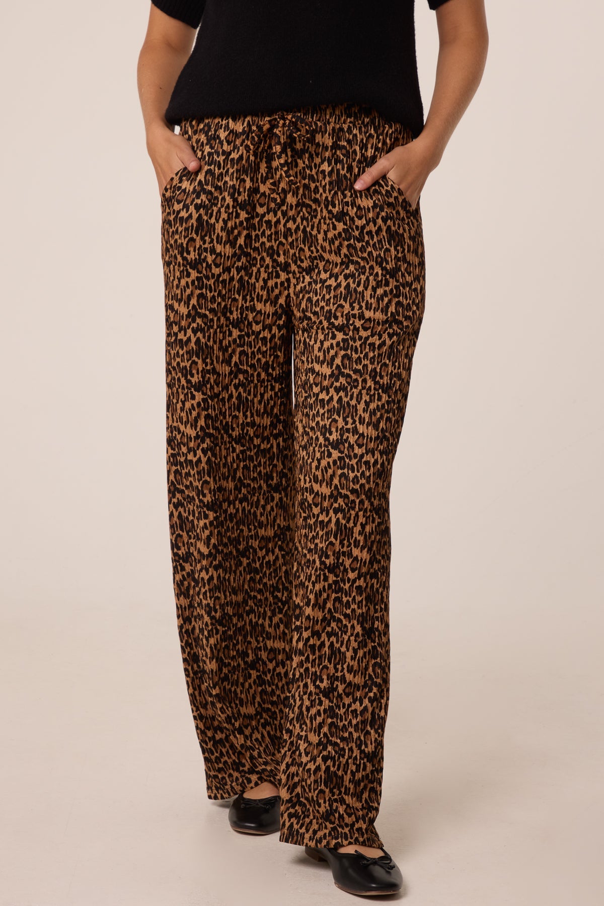 Pantalon Femme Jambe Large Imprimé Léopard