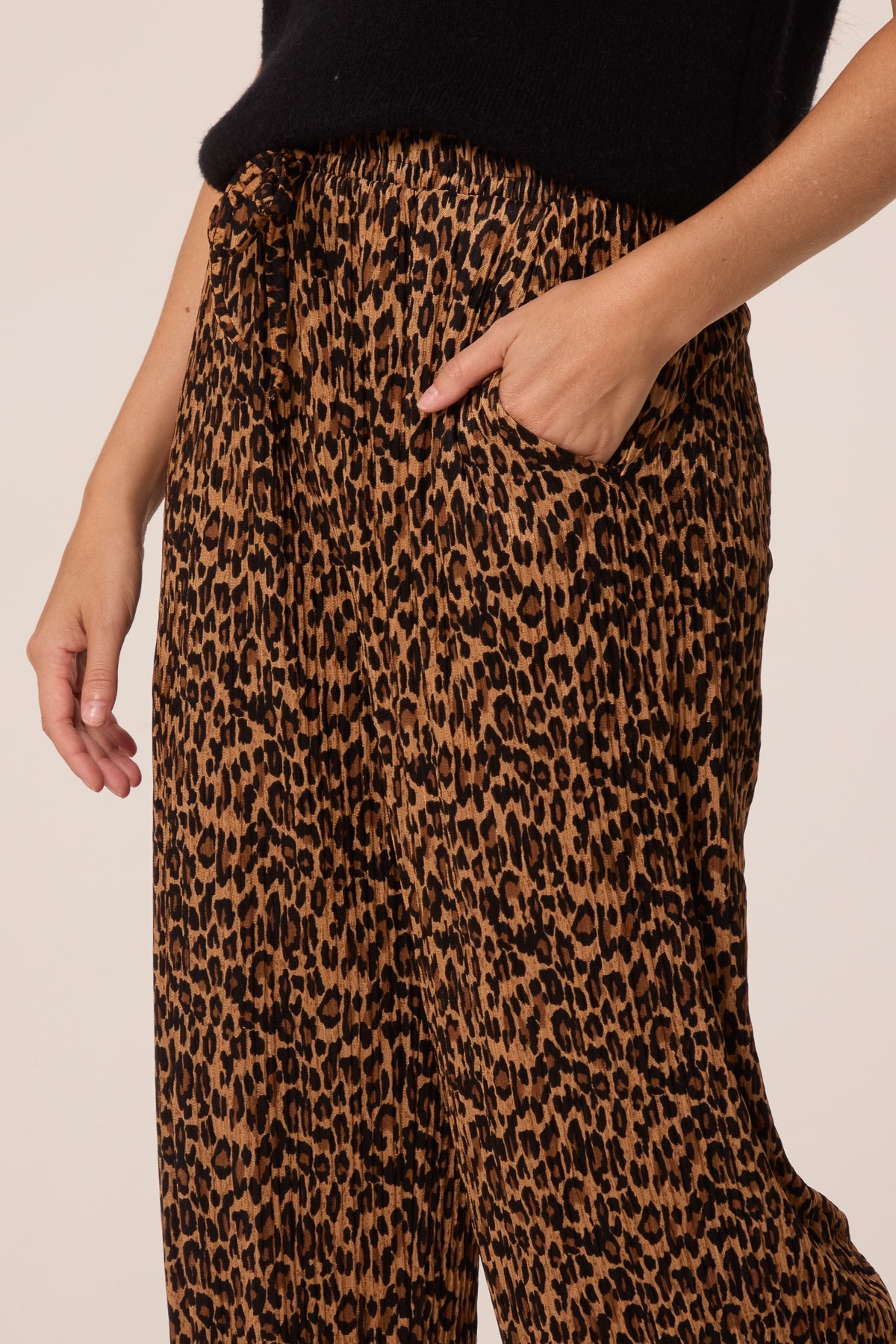 Pantalon Femme Jambe Large Imprimé Léopard