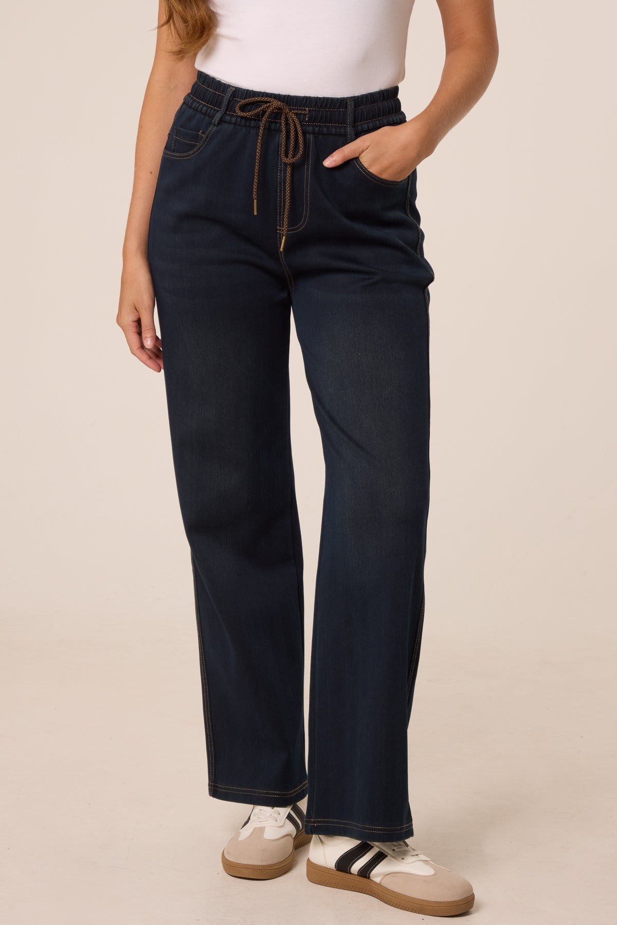 Jean Femme Poches Arrière Surpiquées - Indigo