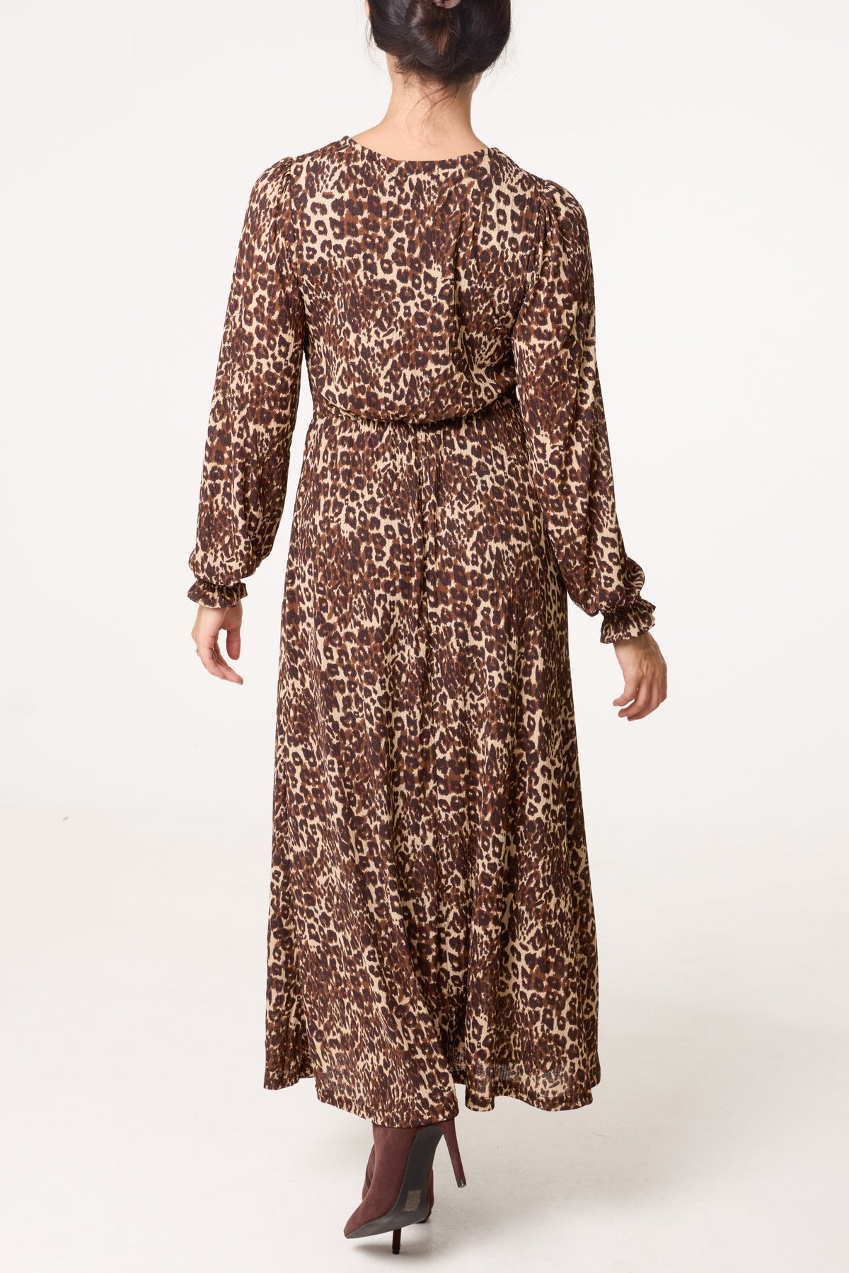 Robe Midi Femme Boutonnée Col V - Imprimé Animal