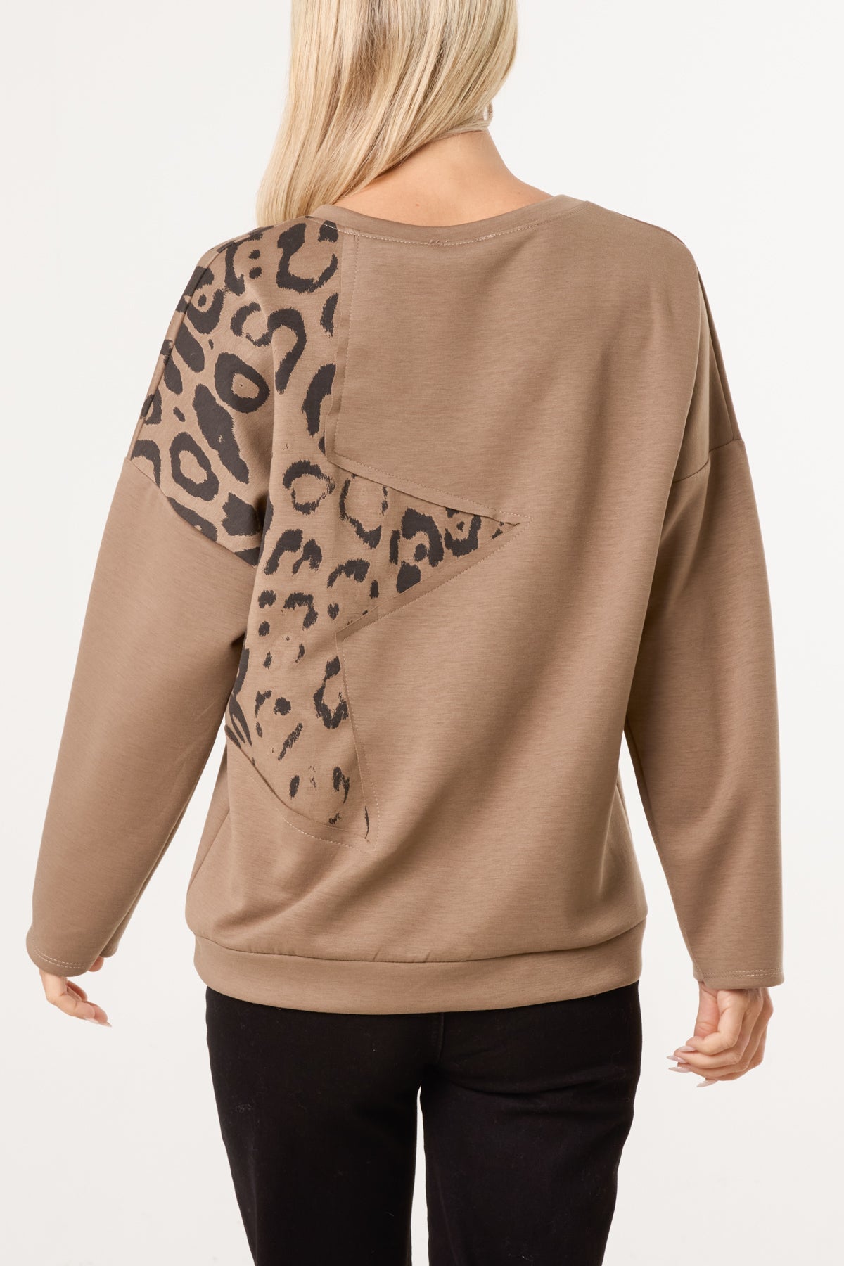 Pull Femme Imprimé Léopard Étoile Clouté - Maille Extensible