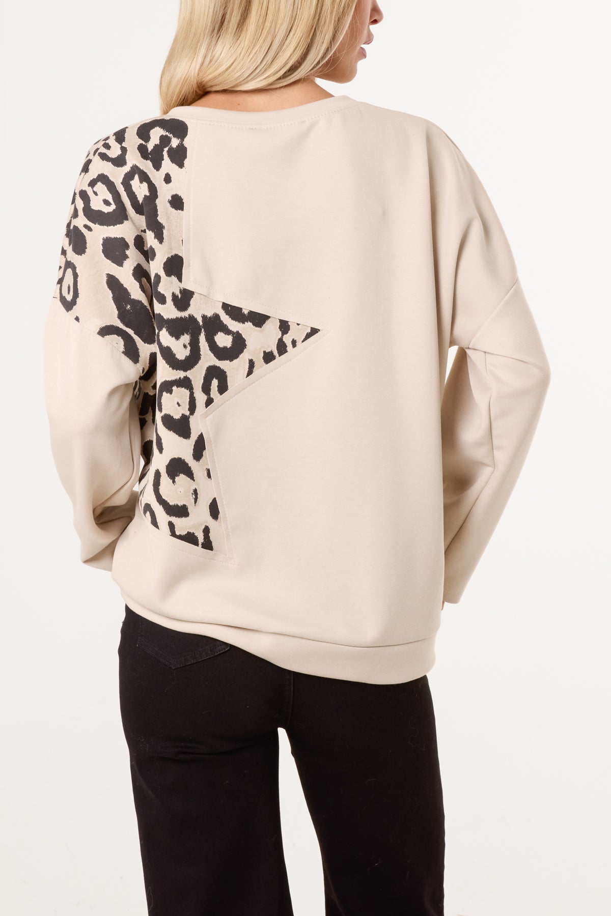 Pull Femme Imprimé Léopard Étoile Clouté - Maille Extensible