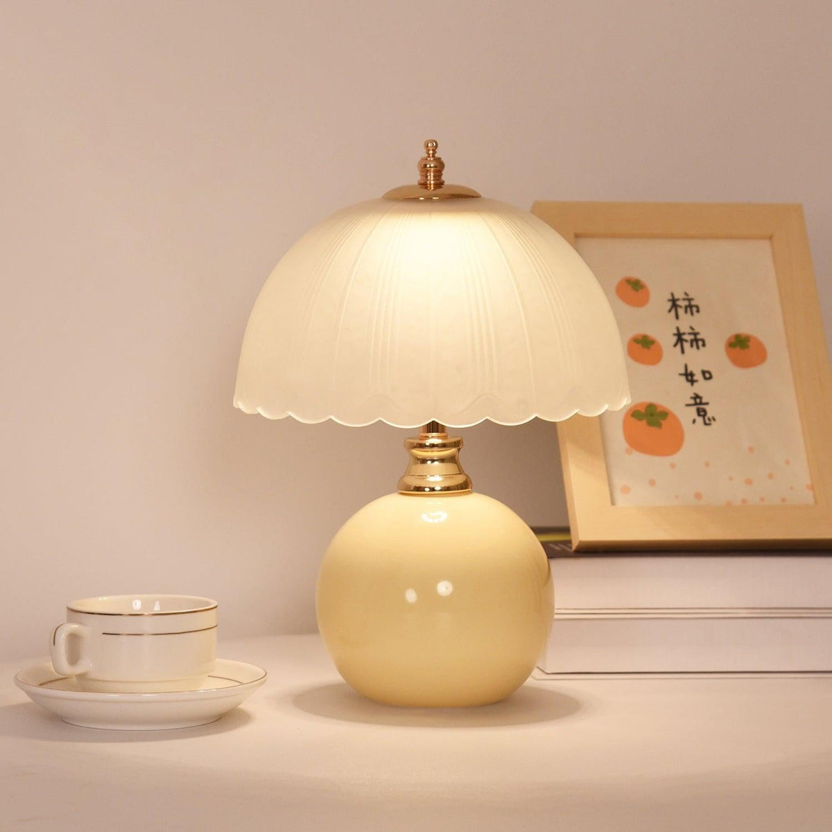 Nordic Style Half Dome Table Lamp with Ceramic and Glass Shade – Modern Bedside or Desk Lamp for Bedroom 7