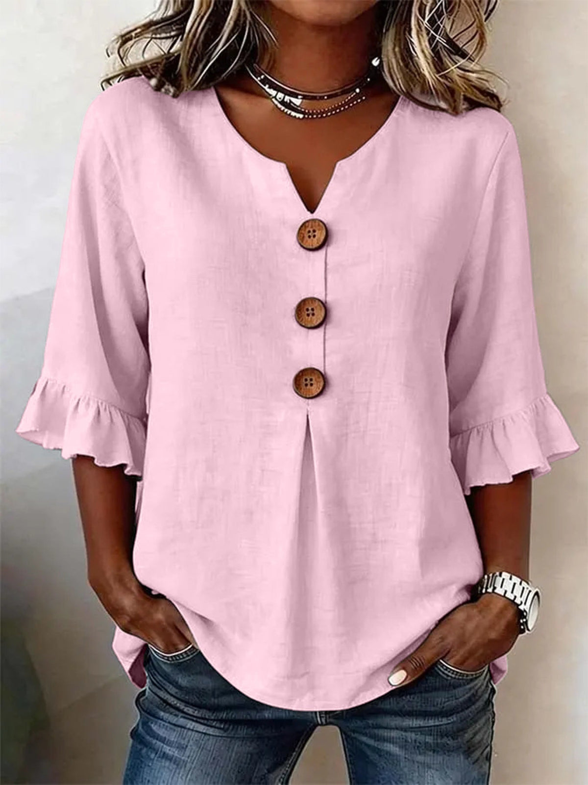 Blouse Femme Volants Romantique à Manches Longues