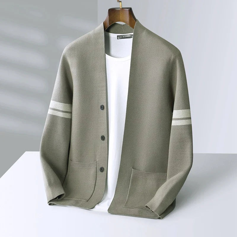 Gilet Homme en Laine Mérinos à Rayures sur Manches