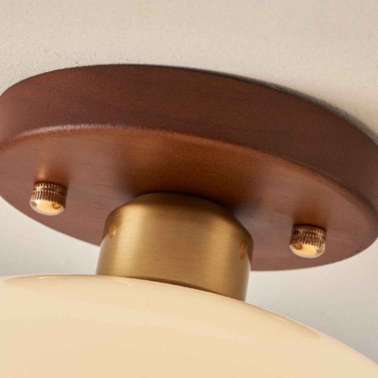 Plafonnier Bauhaus Verre Crème et Métal - Design Épuré