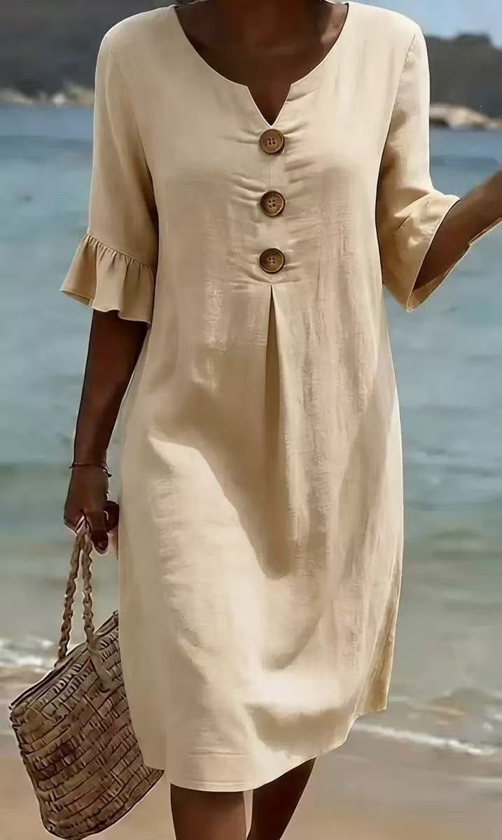 Robe Femme Ample à Nœud, Manches Fluides en Polyester