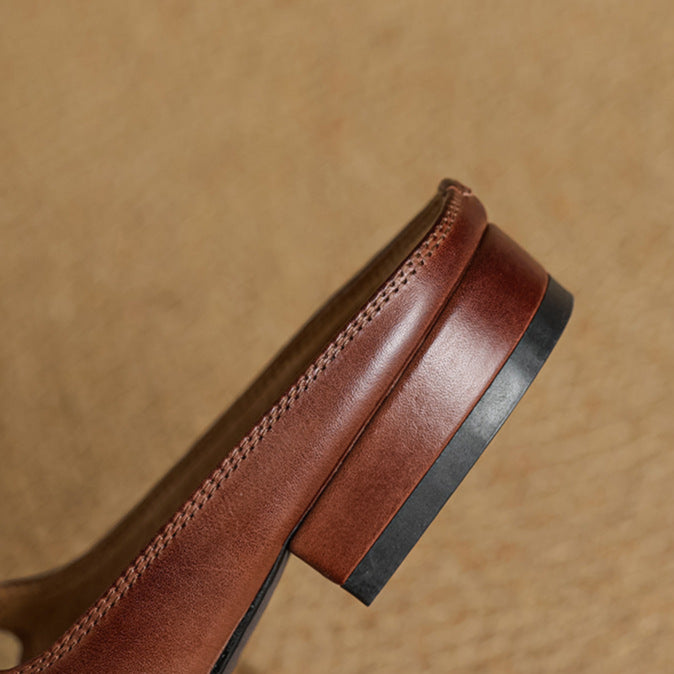 Mules Femme en Cuir Véritable avec Bride Mary Jane