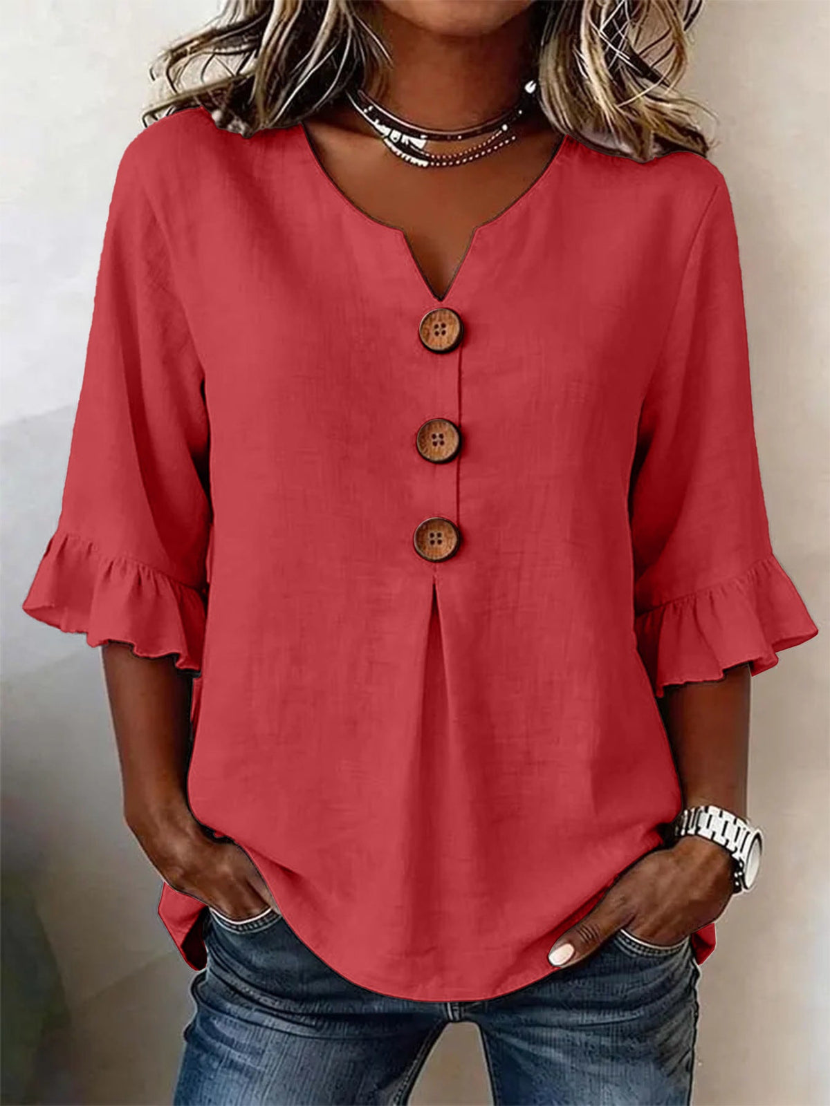 Blouse Femme Volants Romantique à Manches Longues