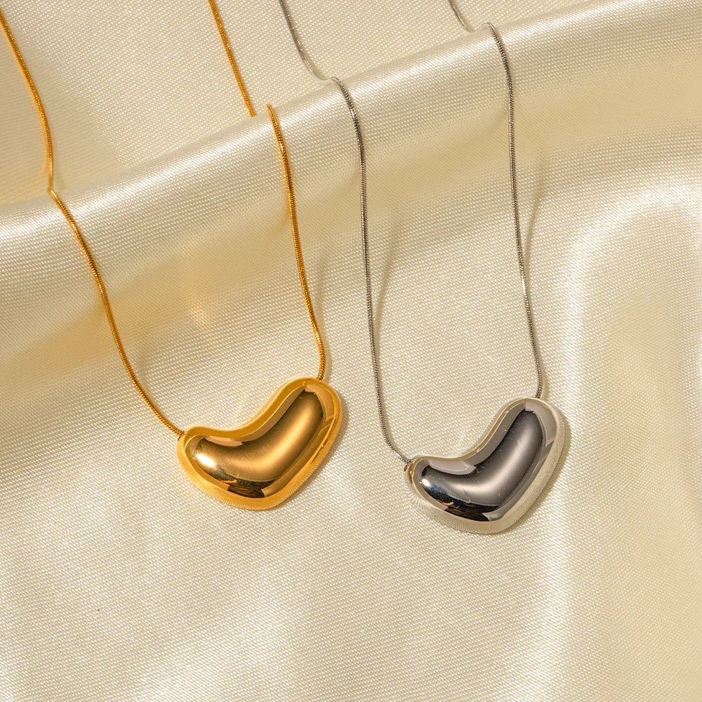Collier Pendentif Cœur Femme Plaqué Or en Acier Inoxydable