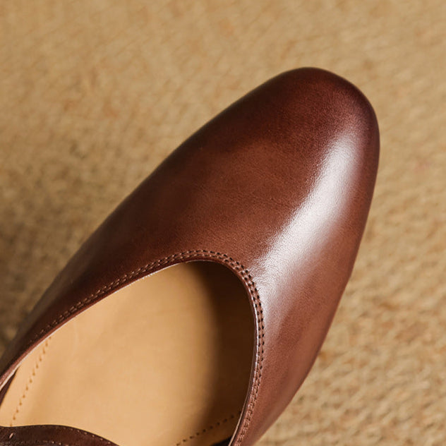 Mules Femme en Cuir Véritable avec Bride Mary Jane