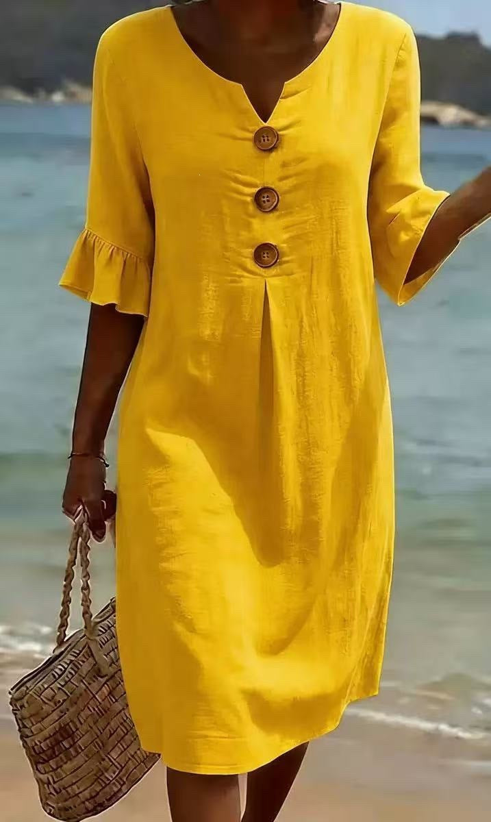 Robe Femme Ample à Nœud, Manches Fluides en Polyester