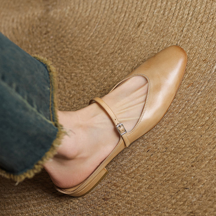 Mules Femme en Cuir Véritable avec Bride Mary Jane