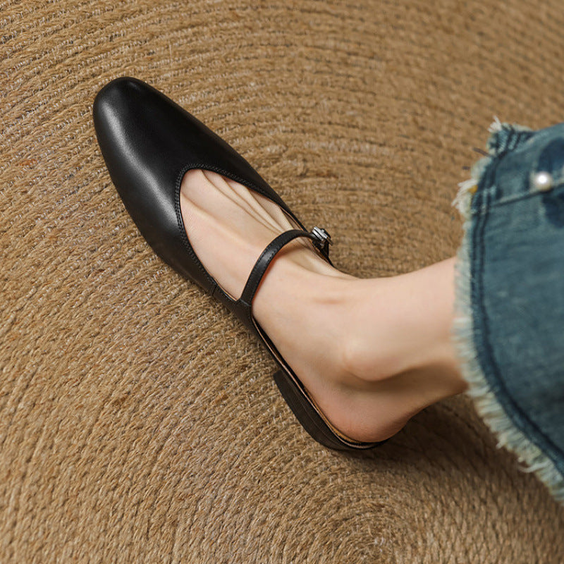 Mules Femme en Cuir Véritable avec Bride Mary Jane