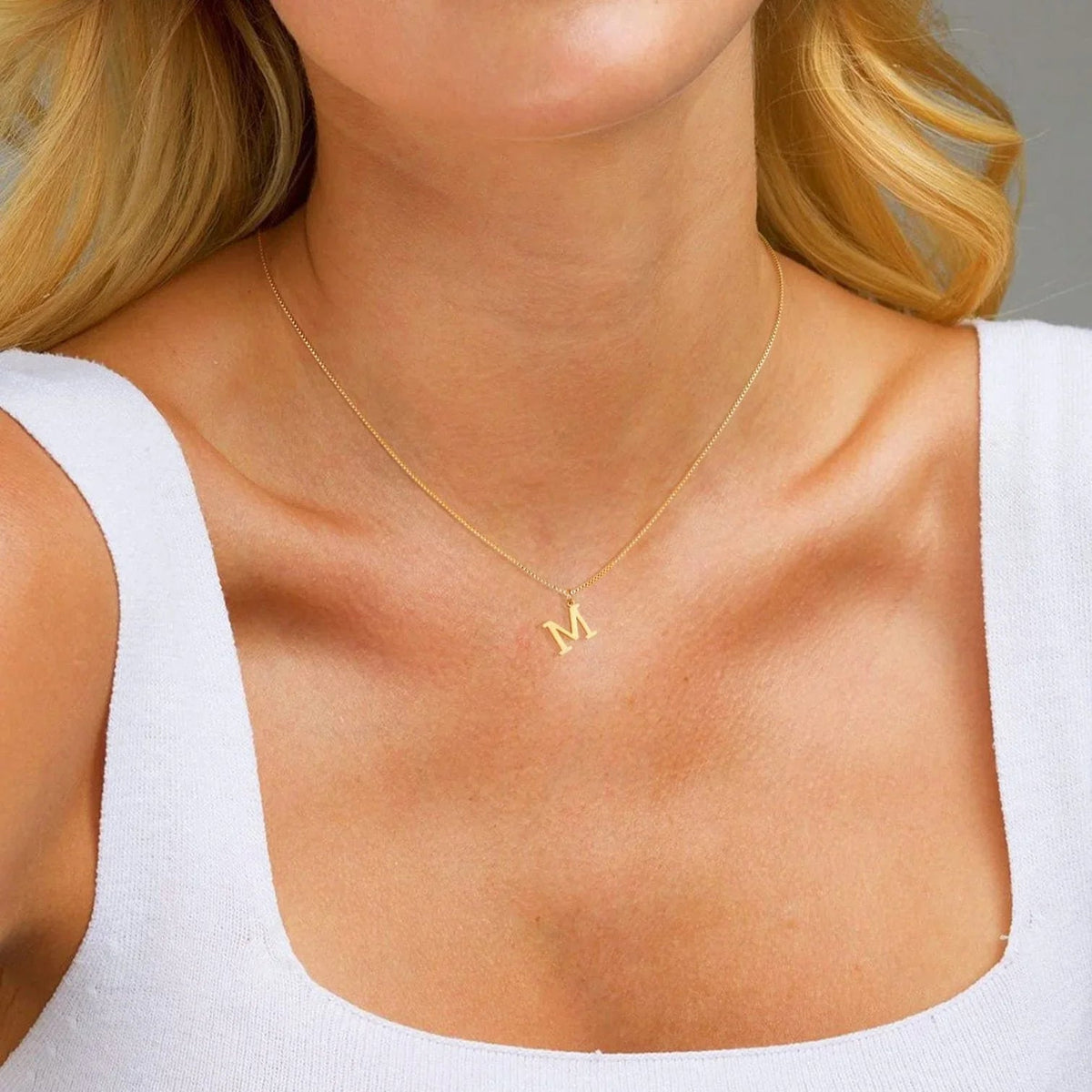 Collier Pendentif Lettre Initiale Plaqué Or
