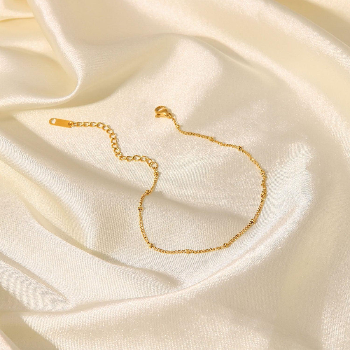 Bracelet de Cheville Plaqué Or avec Zircons, Ajustable et Résistant à l'Eau