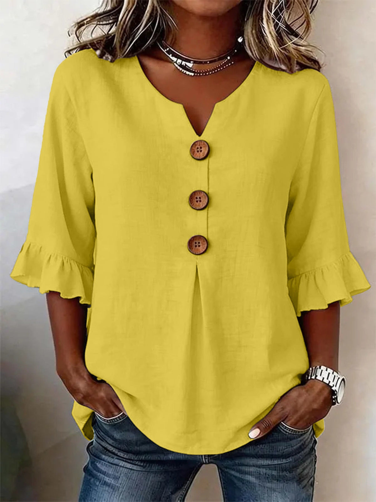 Blouse Femme Volants Romantique à Manches Longues