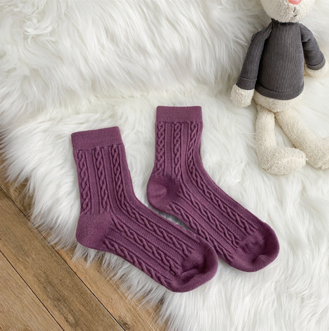 Chaussettes Femme en Laine à Torsades