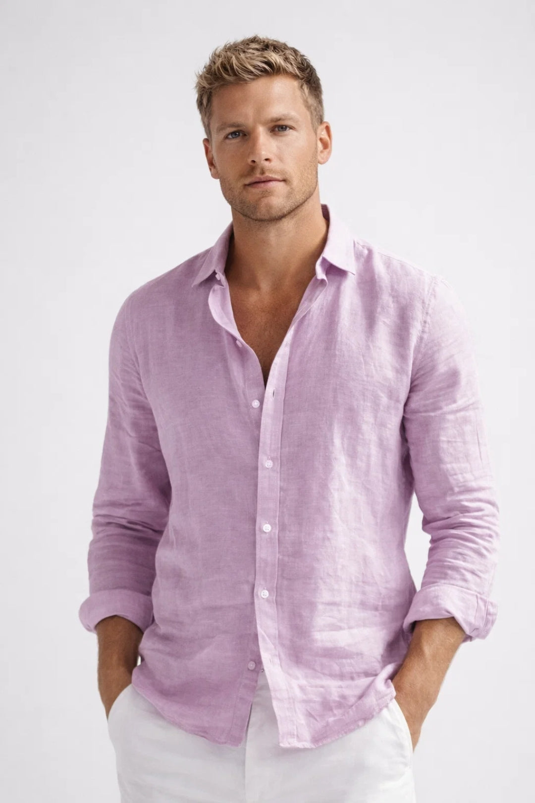 Chemise Homme en Lin Légère et Respirante, Coupe Décontractée