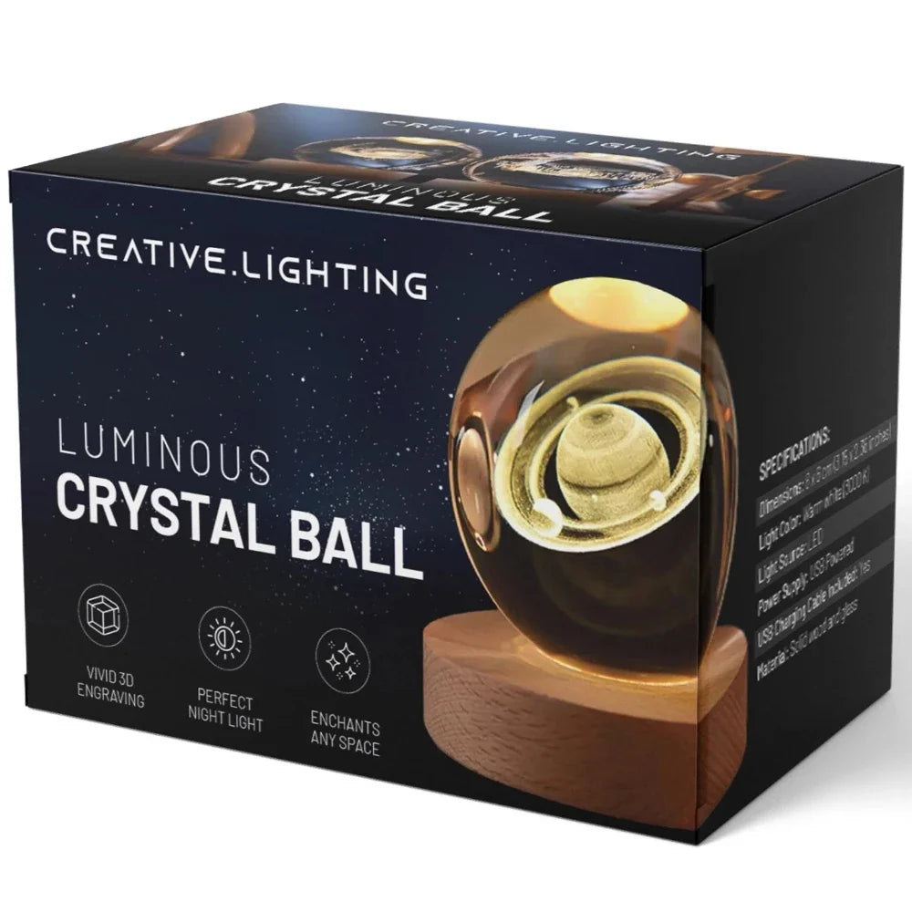 Lampe de Chevet Boule de Cristal Gravée 3D