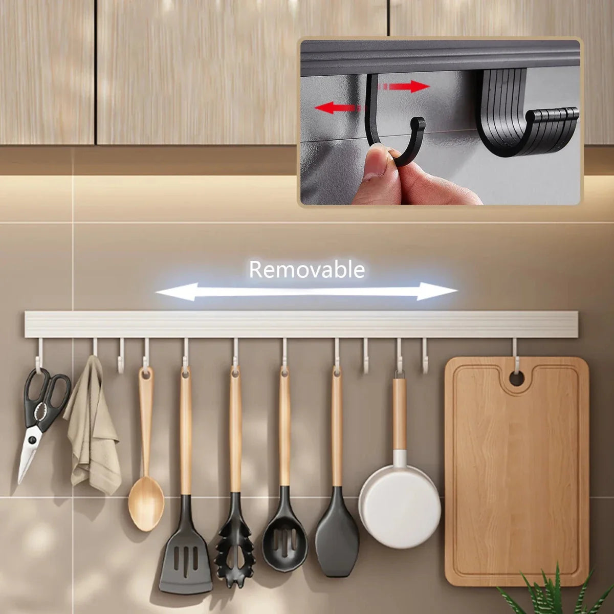 Organisateur de Crochet Murale – Acier Inoxydable, Design Économiseur d'Espace pour Planches à Découper et Ustensiles de Cuisine