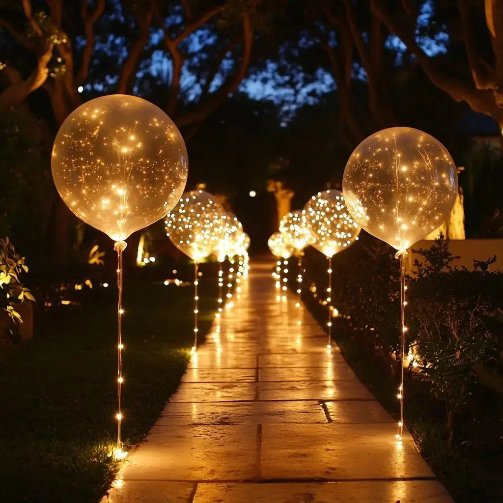 Ballons LED Transparents 45 cm – Lumière Blanc Chaud, Lot de 10