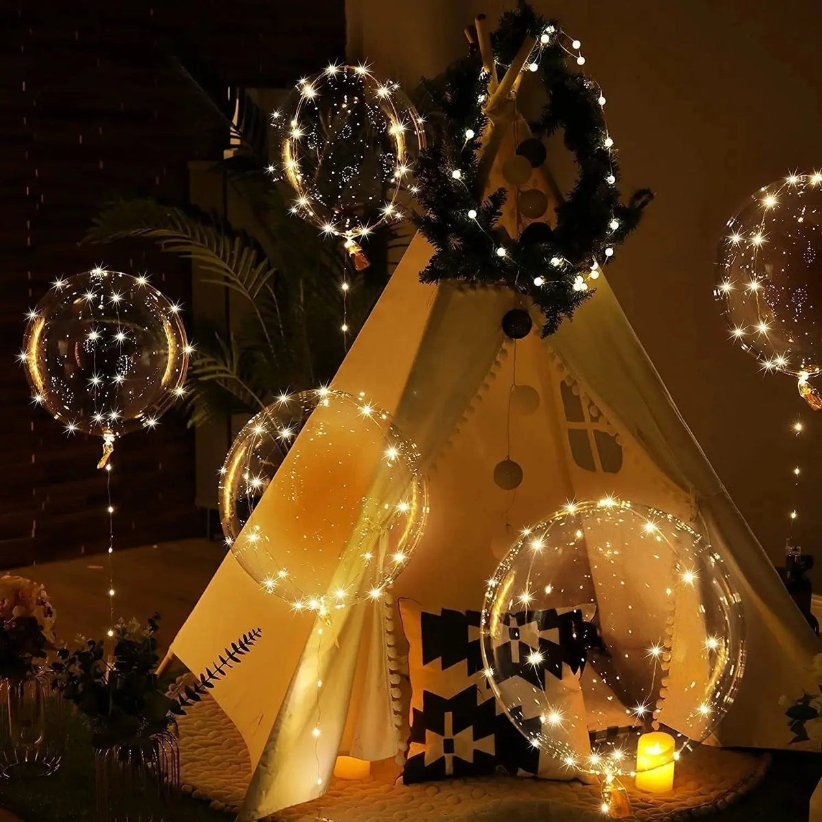 Ballons LED Transparents 45 cm – Lumière Blanc Chaud, Lot de 10