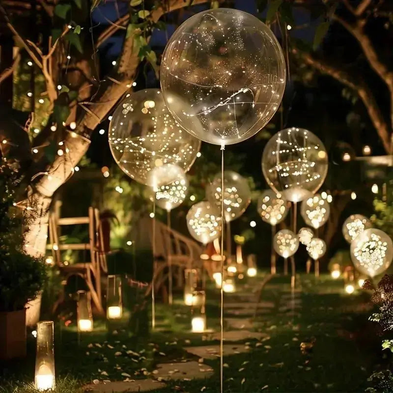 Ballons LED Transparents 45 cm – Lumière Blanc Chaud, Lot de 10