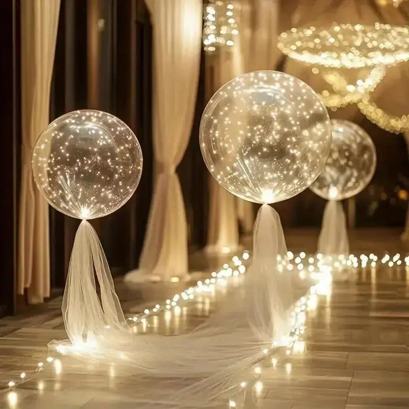 Ballons LED Transparents 45 cm – Lumière Blanc Chaud, Lot de 10