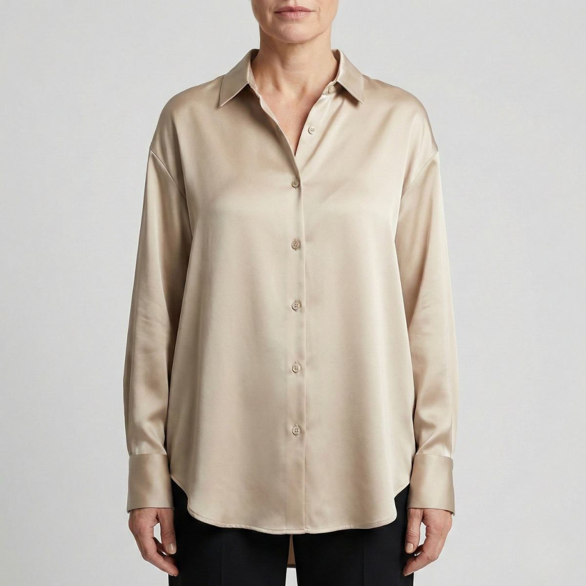 dames relaxed fit glanzende blouse in beige