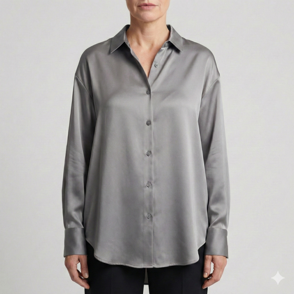 dames relaxed fit glanzende blouse in grijs