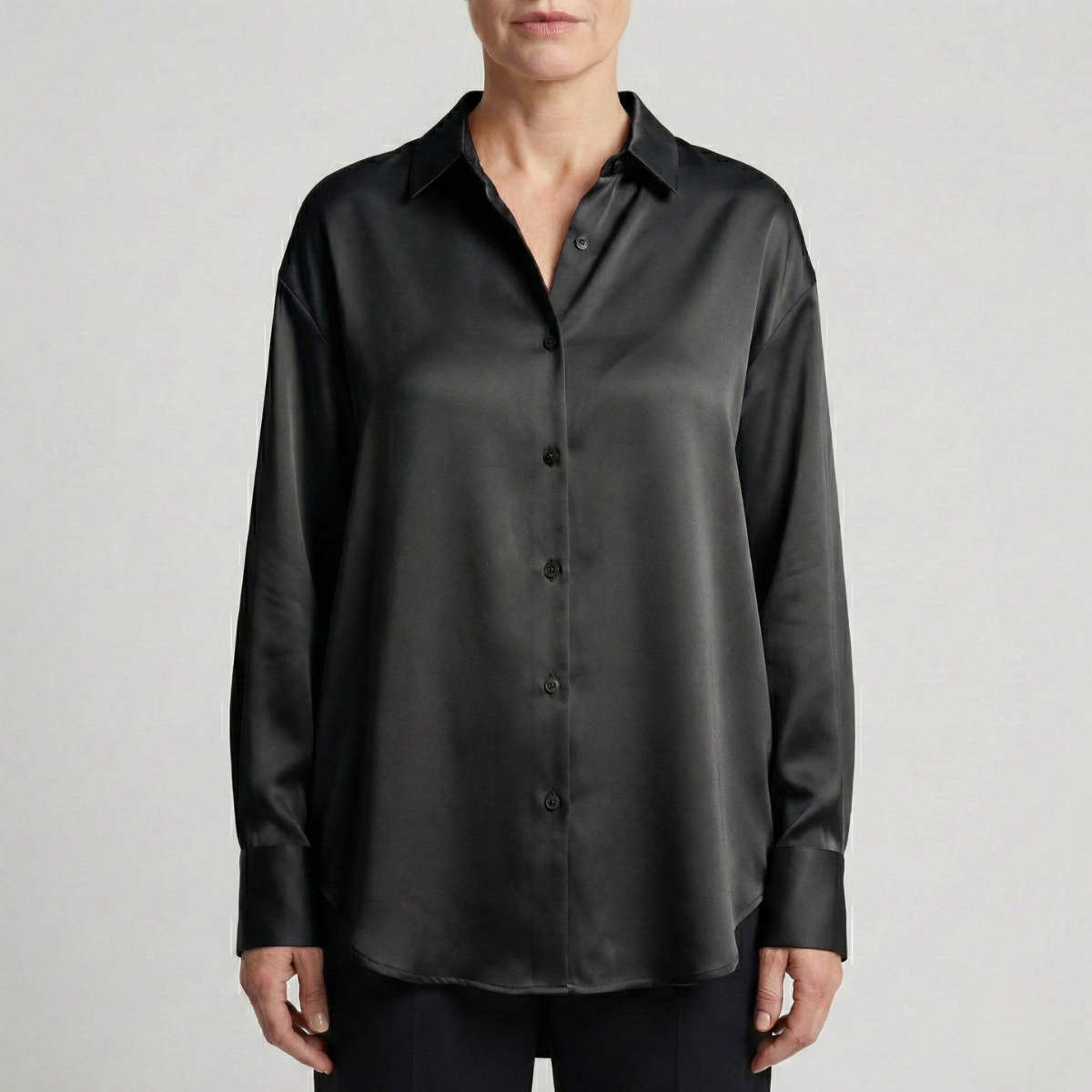 dames relaxed fit glanzende blouse in zwart