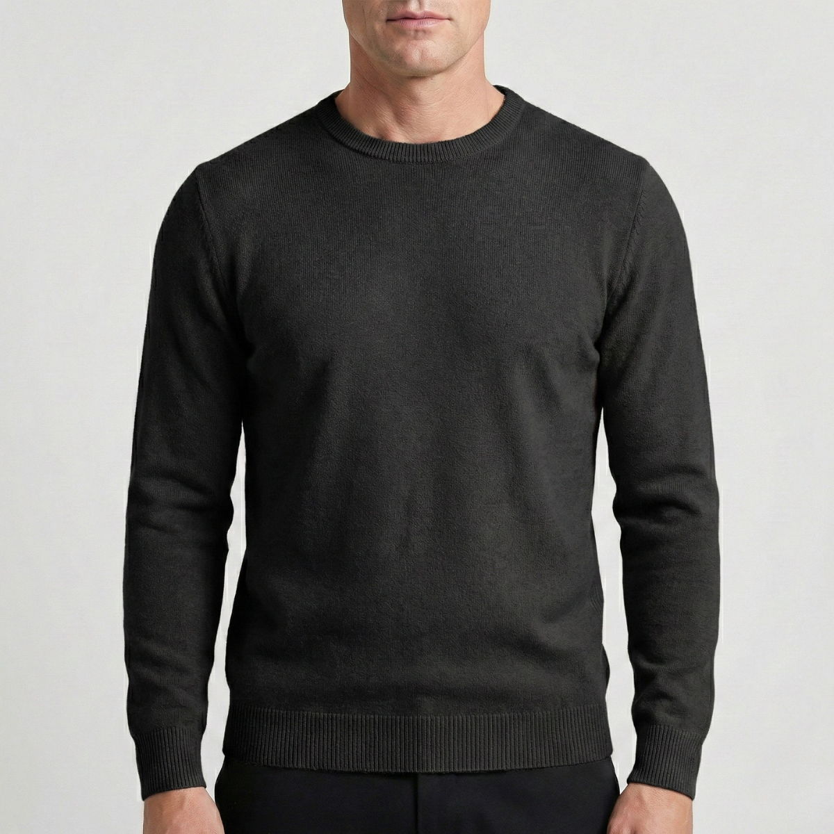 heren crew neck sweater in zwart