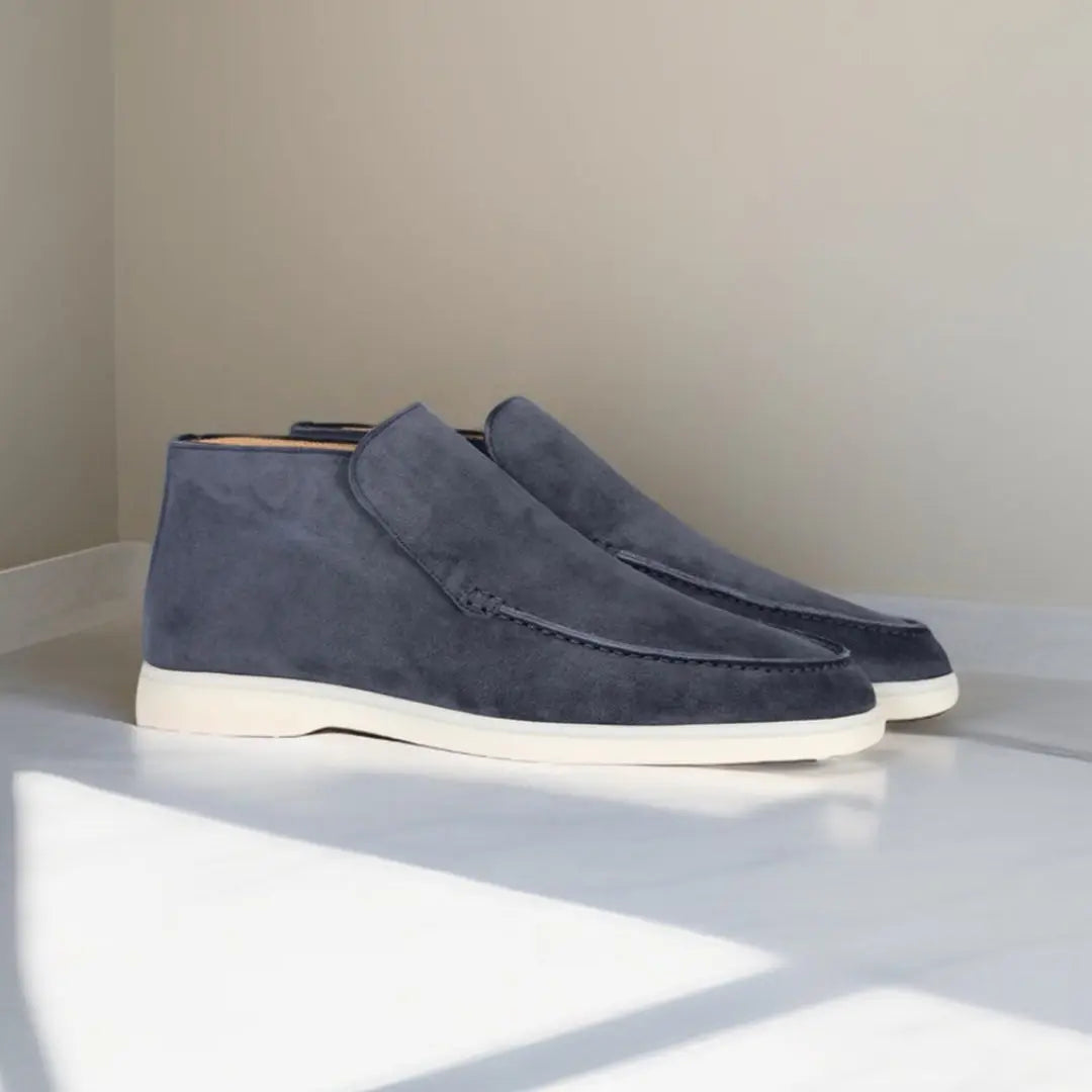 Bottines Homme en Daim Slip-On, Bout Moc Toe Cousu