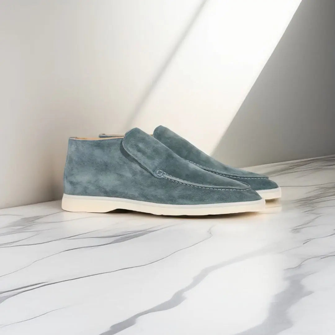 Bottines Homme en Daim Slip-On, Bout Moc Toe Cousu