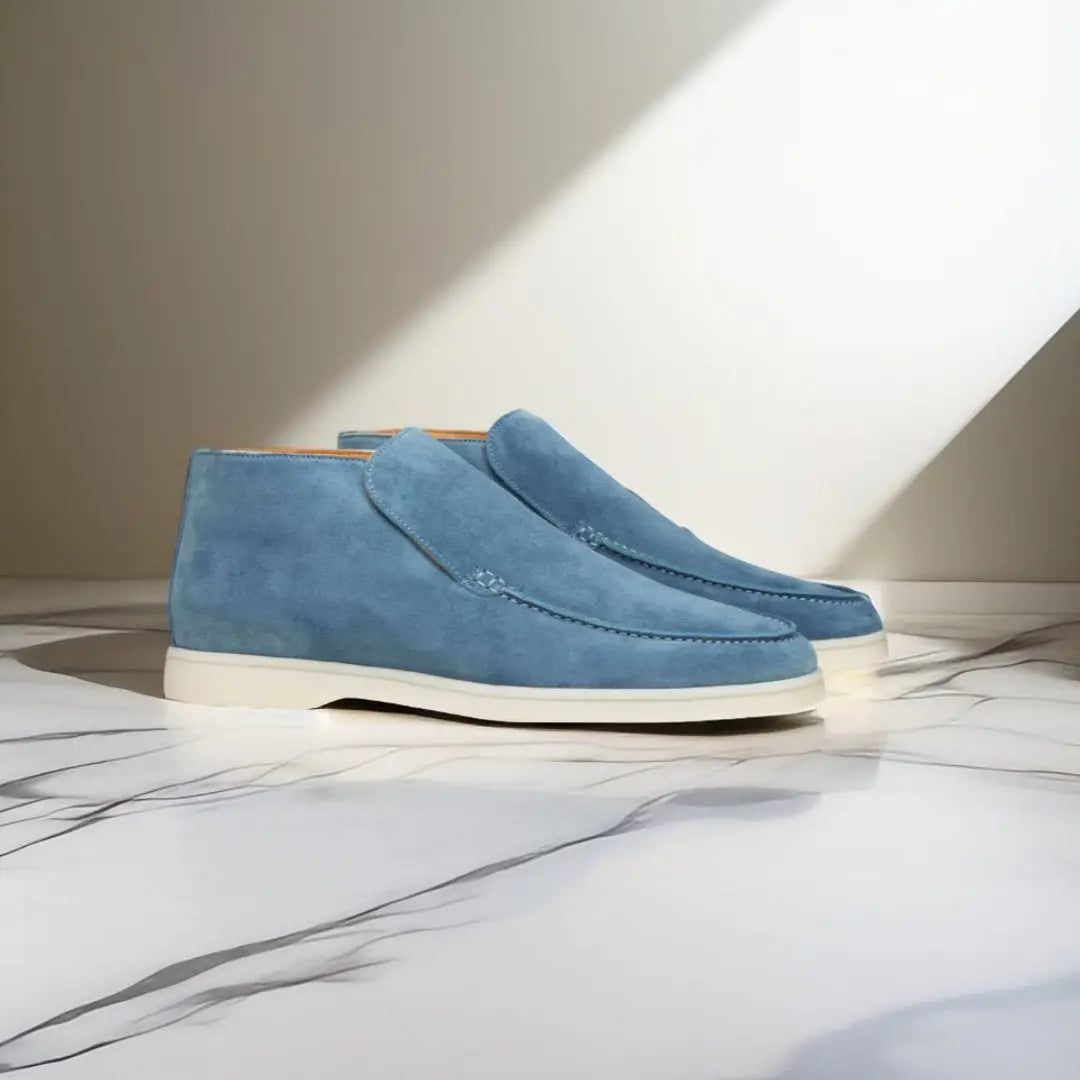 Bottines Homme en Daim Slip-On, Bout Moc Toe Cousu