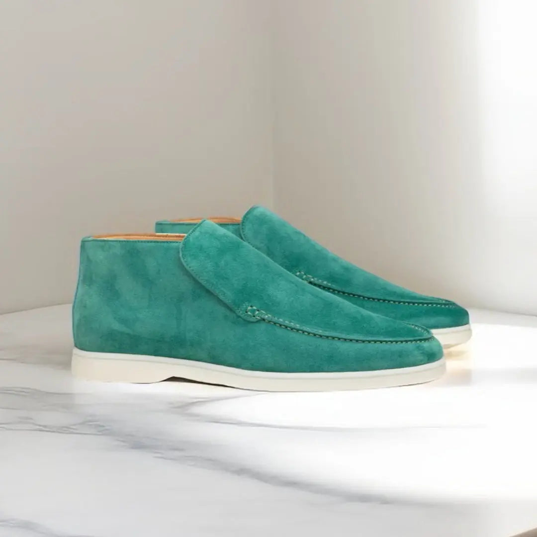 Bottines Homme en Daim Slip-On, Bout Moc Toe Cousu