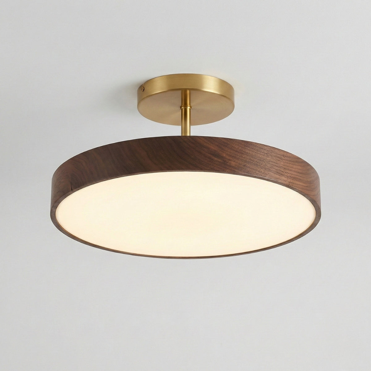 round japanese minimalist ceiling light in walnut