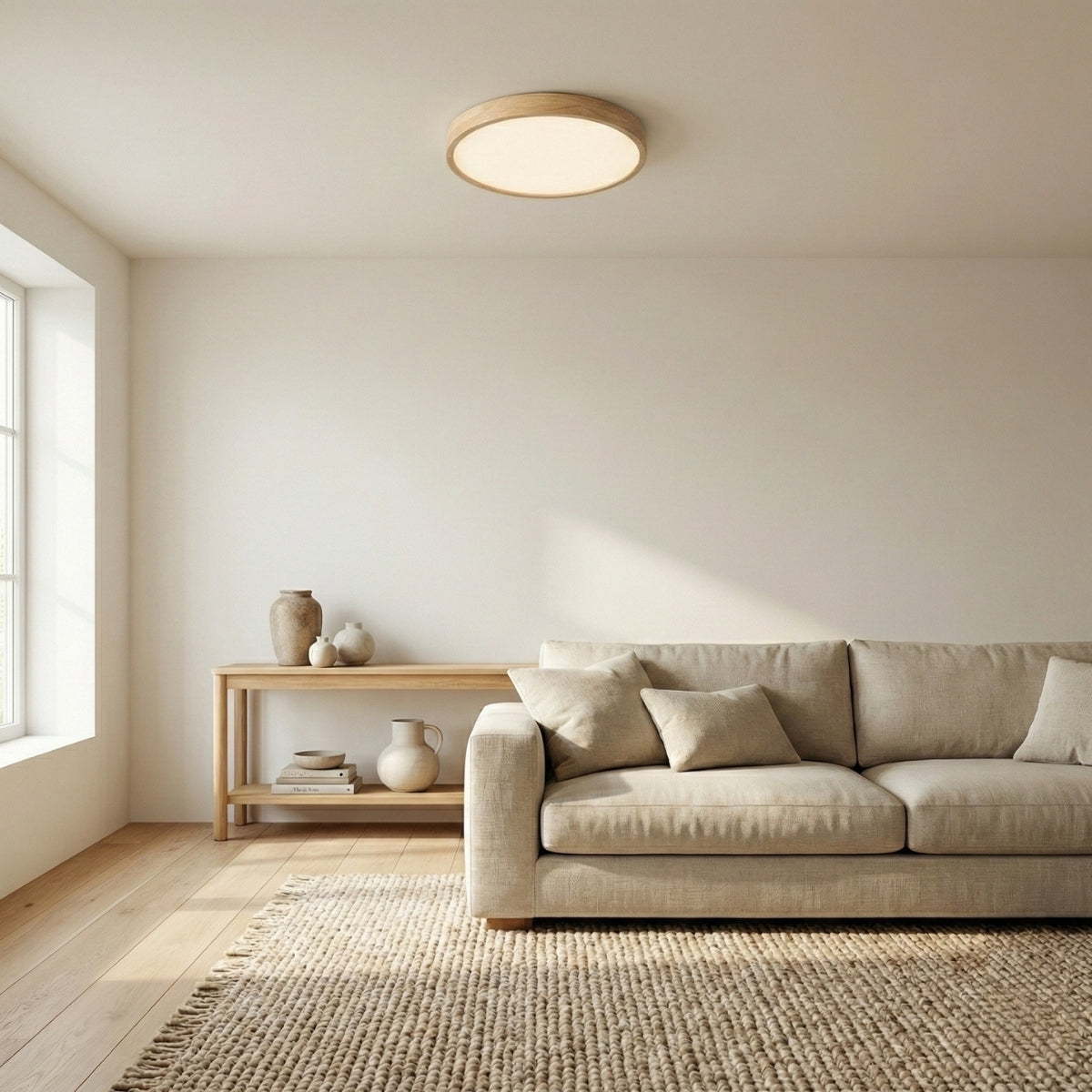round scandinavian wood ceiling light