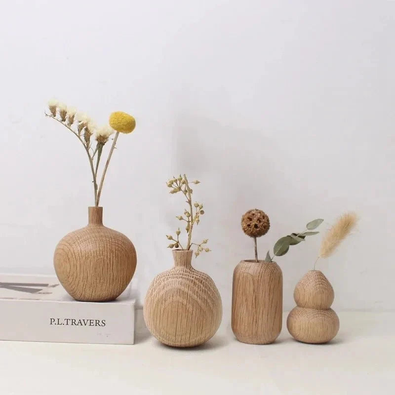 Rustikale Holzvase - Minimalistische Blumendekoration Aus Hochwertigem Naturholz 0